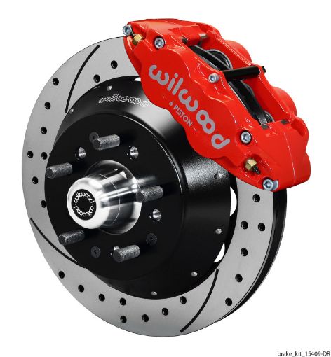 Picture of Wilwood Narrow Superlite 6R Dust Seal Front Hub Kit 14.00in Drill Red 67 - 69 Camaro 64 - 72 Nova