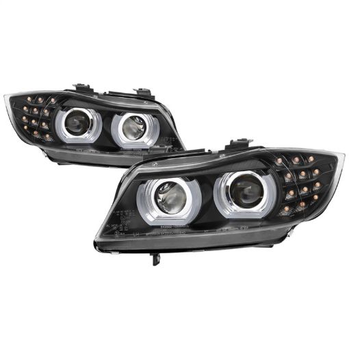 Picture of Spyder 09 - 12 BMW E90 3 - Series 4DR Projector Headlights Halogen - LED - Black - PRO - YD - BMWE9009 - BK