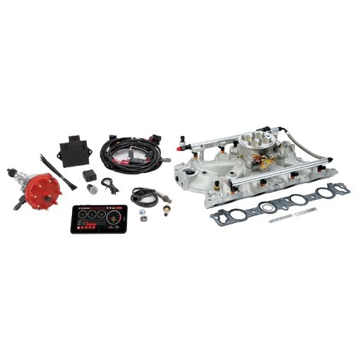 Picture of Edelbrock Pro Flo 4 Fuel Injection Kit Seq Port BBF 429460 68 - 87 625 Max HP 35 LbHr Injectors Satin