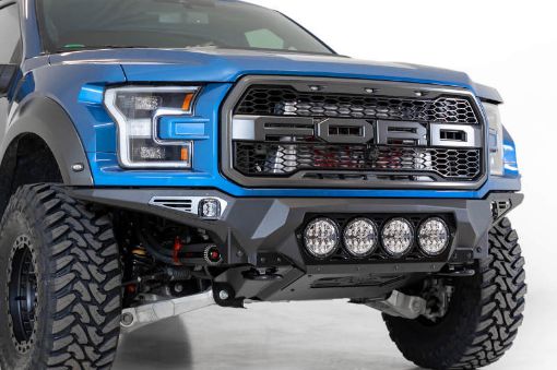 Picture of Addictive Desert Designs 17 - 20 Ford F - 150 Raptor Bomber Front Bumper w 4 Rigid 360 6in Round Mounts