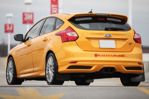Picture of Rally Armor 12 - 19 Ford Focus ST 16 - 19 RS Black UR Mud Flap wTangerine Scream Logo