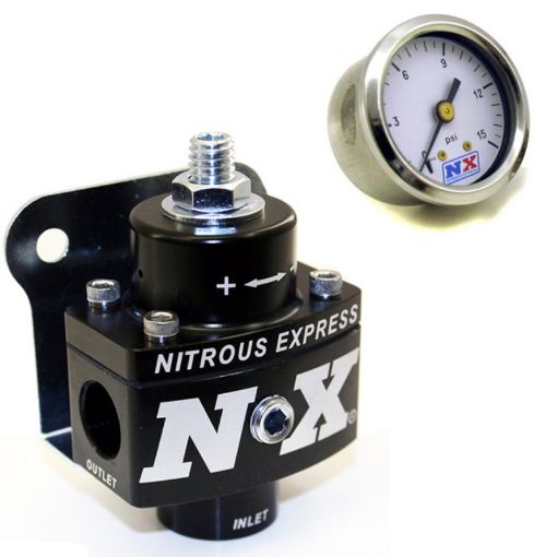 Picture of Nitrous Express Fuel Pressure Regulator Non Bypass wFuel Pressure Gauge