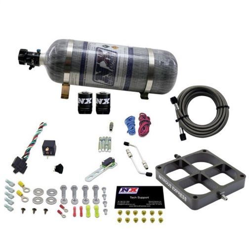 Picture of Nitrous Express Single Entry Crossbar 8500 Based Throttle Body Nitrous Kit w12lb Composite Bottle