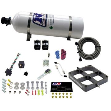Picture of Nitrous Express Single Entry Crossbar 8500 Based Throttle Body Nitrous Kit w15lb Bottle