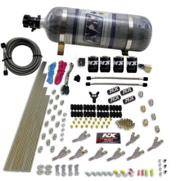 Picture of Nitrous Express STD Nozzle Nitrous Kit (200 - 500HP) Gas wDist Block 4 Solenoids w15lb Bottle