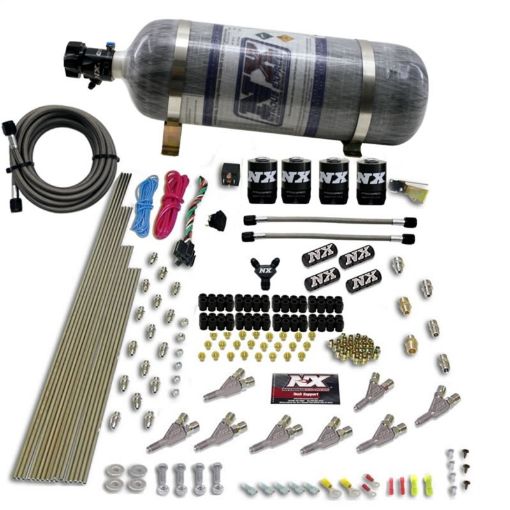 Picture of Nitrous Express STD Nozzle Nitrous Kit (200 - 500HP) Gas wDist Block 4 Solenoids w15lb Bottle