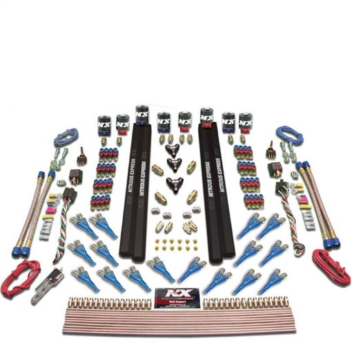 Picture of Nitrous Express Shark Dual Stage Gas 16 Nozzles (200 - 1200HP) 8 Solenoids Nitrous Kit wo Bottle