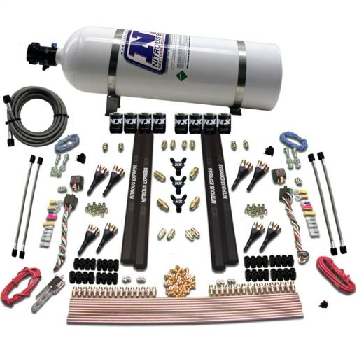 Picture of Nitrous Express SX2 Dual Stage 8 Solenoid Gasoline Nitrous Kit (200 - 1200HP) w15lb Bottle