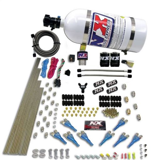 Picture of Nitrous Express Pro - ShkGas (200 - 600HP) 2 Fuel 1 Supershark Solenoid Nitrous Kit w10lb Bottle