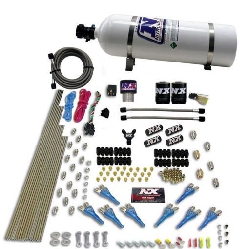 Picture of Nitrous Express Pro - ShkGas (200 - 600HP) 2 Fuel 1 Supershark Solenoid Nitrous Kit w15lb Bottle