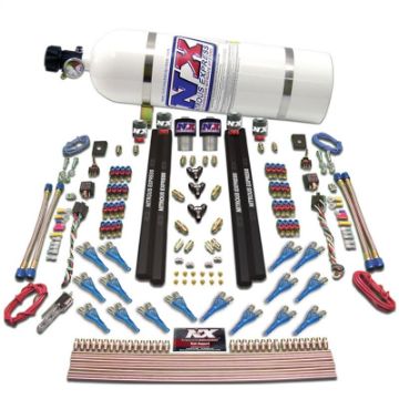 Picture of Nitrous Express Shark Dual StageGasRails 16 Nozzles Nitrous Kit (200 - 1200HP) wComposite Bottle