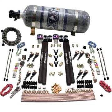 Picture of Nitrous Express SX2 Dual StageGasRails 8 Nozzles Nitrous Kit (200 - 1200HP) wComposite Bottle