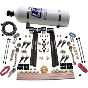 Picture of Nitrous Express SX2 Dual Stage GasRails 8 Nozzles Nitrous Kit (200 - 1200HP) w15lb Bottle
