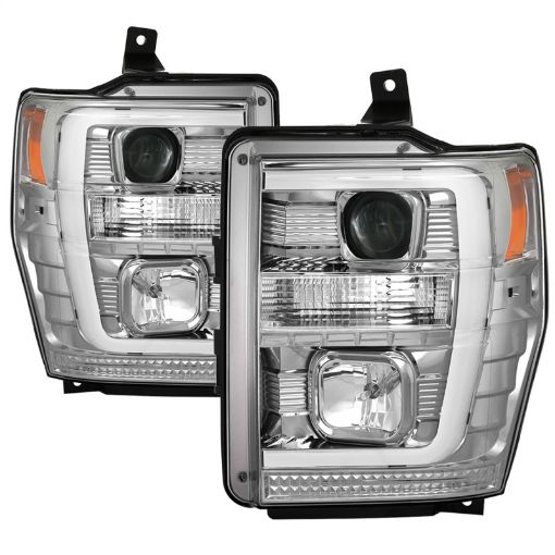 Picture of Spyder 08 - 10 Ford F - 250 Ver 2 Proj Headlight - Switch Back Light Bar - Chrome - PRO - YD - FS08V2 - SBLB - C