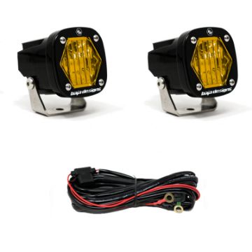 Picture of Baja Designs S1 Amber Wide Cornering LED Light w Mounting Bracket Pair