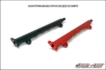 Picture of AMS Performance 08 - 15 Mitsubishi EVO X CNC Machined Aluminum Fuel Rail wPulsation Dampener - Black