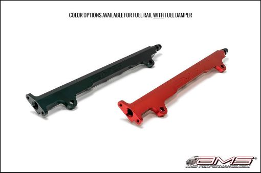 Picture of AMS Performance 08 - 15 Mitsubishi EVO X CNC Machined Aluminum Fuel Rail wPulsation Dampener - Black