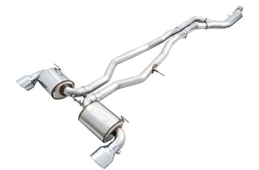 Picture of AWE 2020 Toyota Supra A90 Non - Resonated Touring Edition Exhaust - 5in Chrome Silver Tips