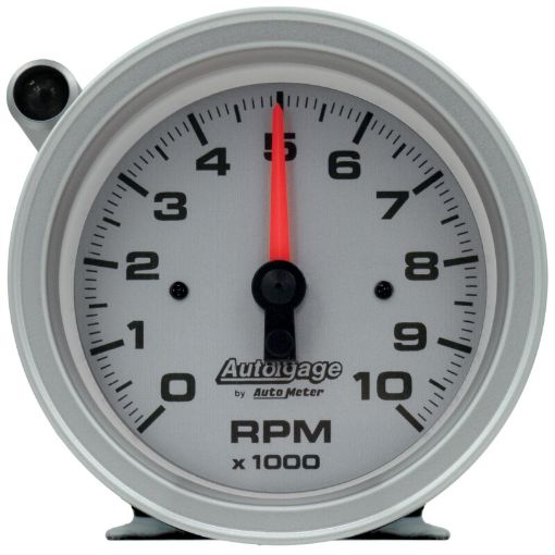 Picture of AutoMeter Tachometer Gauge 10K RPM 3 34in Pedestal wExt. Shift - Light - Silver DialBlack Case