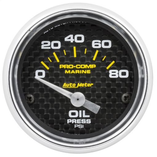 Picture of Autometer Marine Carbon Fiber 2 - 116in 80 PSI Electric Oil Pressure Gauge