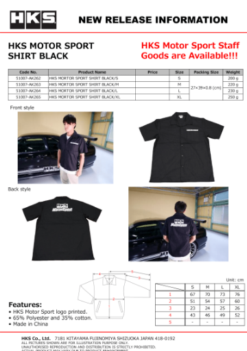 Picture of HKS MOTORSPORT BUTTON - UP SHIRT BLACK S