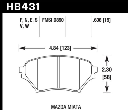 Picture of Hawk 04 - 05 Mazda Miata DTC - 60 Motorsports Front Brake Pads