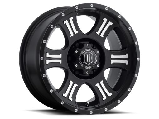 Picture of ICON Shield 17x8.5 6x5.5 0mm Offset 4.75in BS 106.1mm Bore Satin BlackMachined Wheel