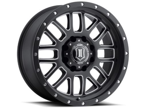 Picture of ICON Alpha 20x9 6x135 16mm Offset 5.625in BS 87.1mm Bore Satin BlackMilled Windows Wheel