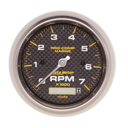 Picture of Autometer Marine Carbon Fiber Ultra - Lite 3 - 38in 7K RPM wHourmeter Tachometer Gauge