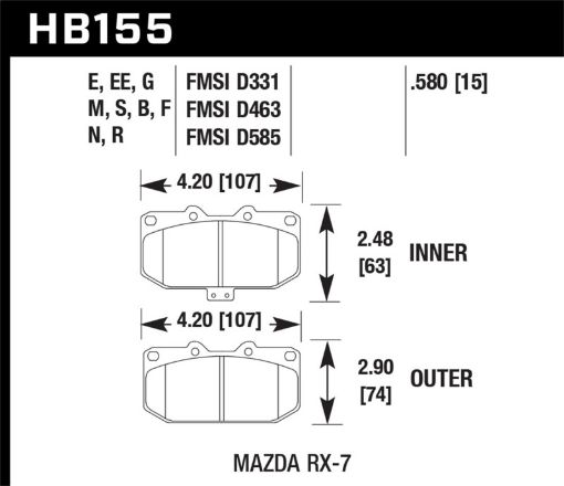 Picture of Hawk 93 - 95 Mazda RX - 7 HPS Street Front Brake Pads