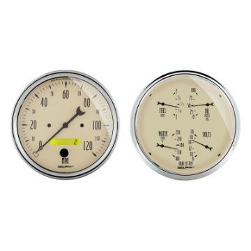 Picture of Autometer 5 inch Antique Beige 2 Piece Gauge Kit - Quad Speedometer