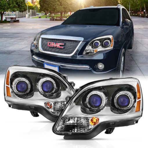 Picture of ANZO 2007 - 2008 Gmc Acadia Crystal Headlight Chrome Amber(OE)