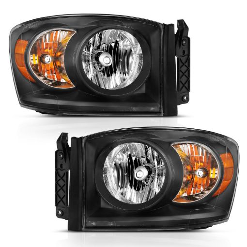 Picture of ANZO 2006 - 2009 Dodge Ram 1500 Crystal Headlight Black Amber