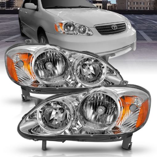 Picture of ANZO 2005 - 2008 Toyota Corolla Crystal Headlight Chrome Amber