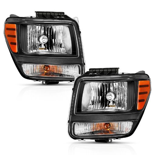 Picture of ANZO 2007 - 2012 Dodge Nitro Crystal Headlight Black Amber