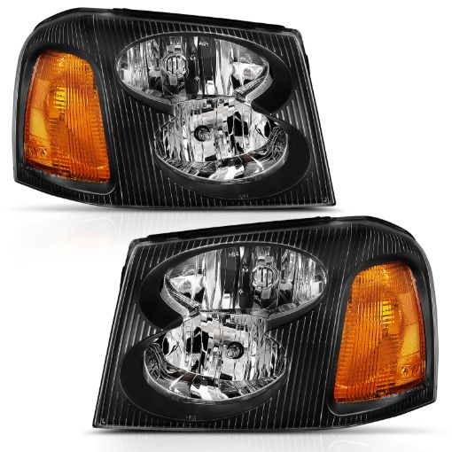 Picture of ANZO 2002 - 2009 Gmc Envoy Crystal Headlight Black Amber