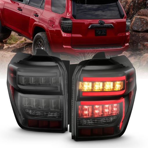 Picture of ANZO 2014 - 2020 Toyota 4Runner T.L Black Housing Smoke Lens Red Light Bar WSequential