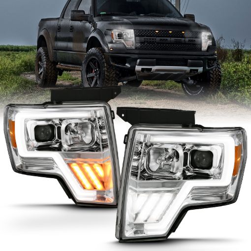 Picture of ANZO 2009 - 2013 Ford F - 150 Projector Light Bar G4 Switchback H.L. Chrome Amber