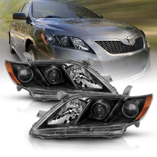 Picture of ANZO 2007 - 2009 Toyota Camry Projector Headlight Black Amber
