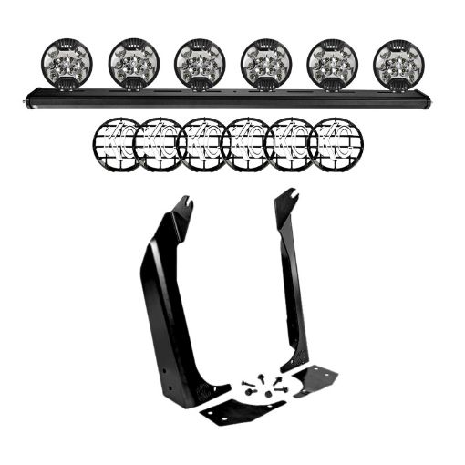 Picture of KC HiLiTES 97 - 06 Jeep TJ 50in. Overhead Xross Bar Kit w(6) SlimLite LED Lights - Black