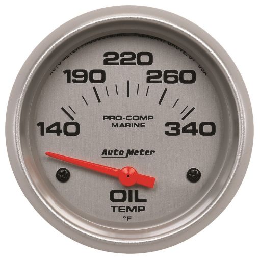 Picture of Autometer Marine Silver Ultra Lite Electric Oil Temperature Gauge 2 - 58in 140 - 300 Deg F