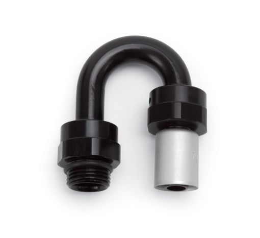 Picture of Russell Performance - 6 SAE Port Male to - 6 AN Hose 180 Degree Crimp On Hose End - Black Anodized