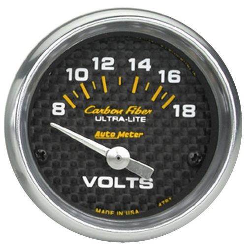 Picture of Autometer Carbon Fiber 52mm 8 - 18 Volt Electronic Volt meter