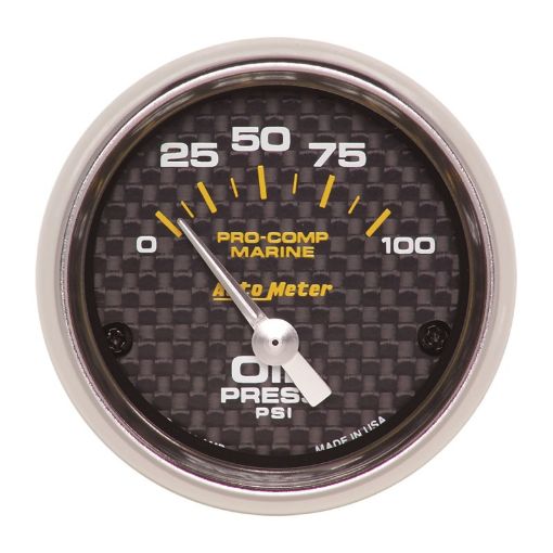 Picture of Autometer Marine Carbon Fiber 2 - 116in 100PSI Electric Oil Pressure Gauge