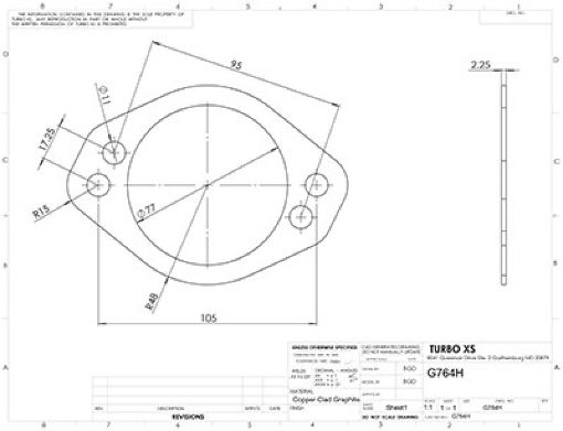 Picture of Turbo XS 4 Hole 3in Gasket 105mm Center - to - Center (Fits WS - MP - V2 WS02 - RMA WS02 - RMA - TI)