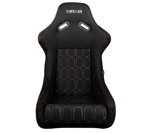Picture of NRG FRP Bucket Seat (Black w Multi Color Geometric Pattern) - Large