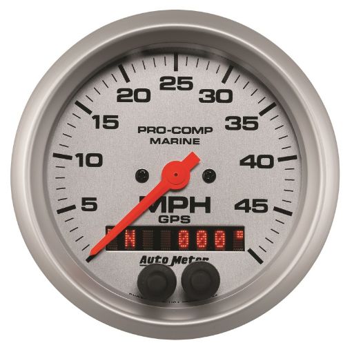 Picture of Autometer Marine Silver Ultra - Lite 3 - 38in 50MPH GPS Speedometer Gauge