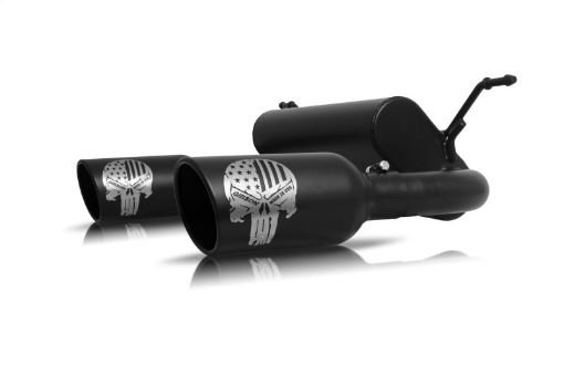 Picture of Gibson 18 - 22 Jeep Wrangler Sport 3.6L 2.5in Patriot Skull Series Cat - Back Dual Exhaust - Blk Ceramic