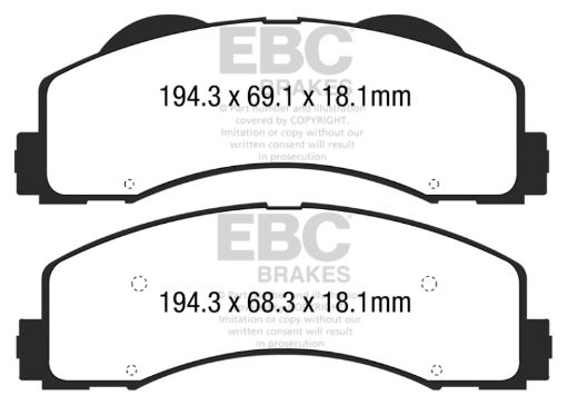 Picture of EBC 15 Ford F150 2.7 Twin Turbo (2WD) Extra Duty Front Brake Pads