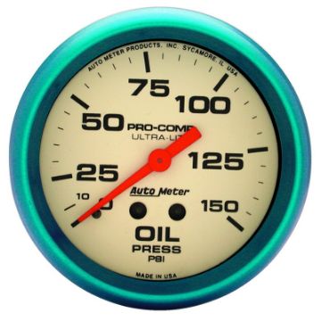 Picture of Autometer Ultra - Nite 66.7mm 0 - 150 PSI Mechanical Oil Pressure Gauge